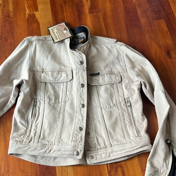 NWT Harley Davidson thick denim jacket size s beige - Picture 1 of 14